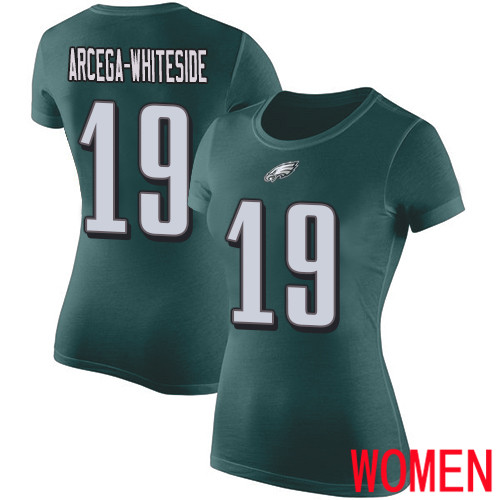 Women Philadelphia Eagles #19 JJ Arcega-Whiteside Green Rush Pride Name and Number NFL T Shirt
